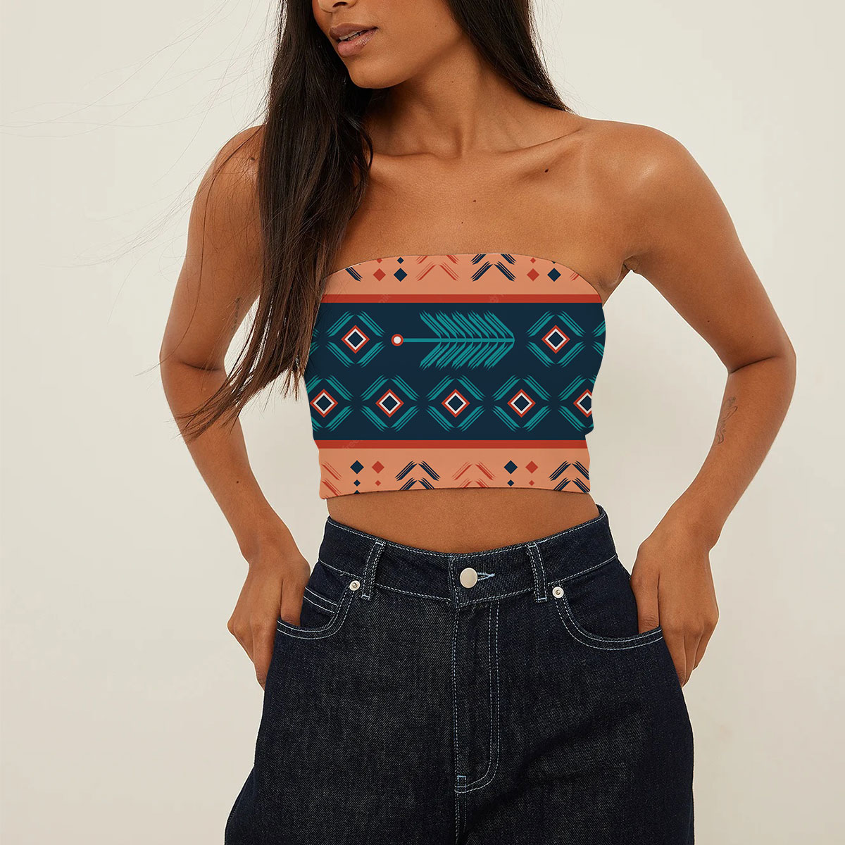 Aztec With Bohemian Stripes Abstract Tube Top