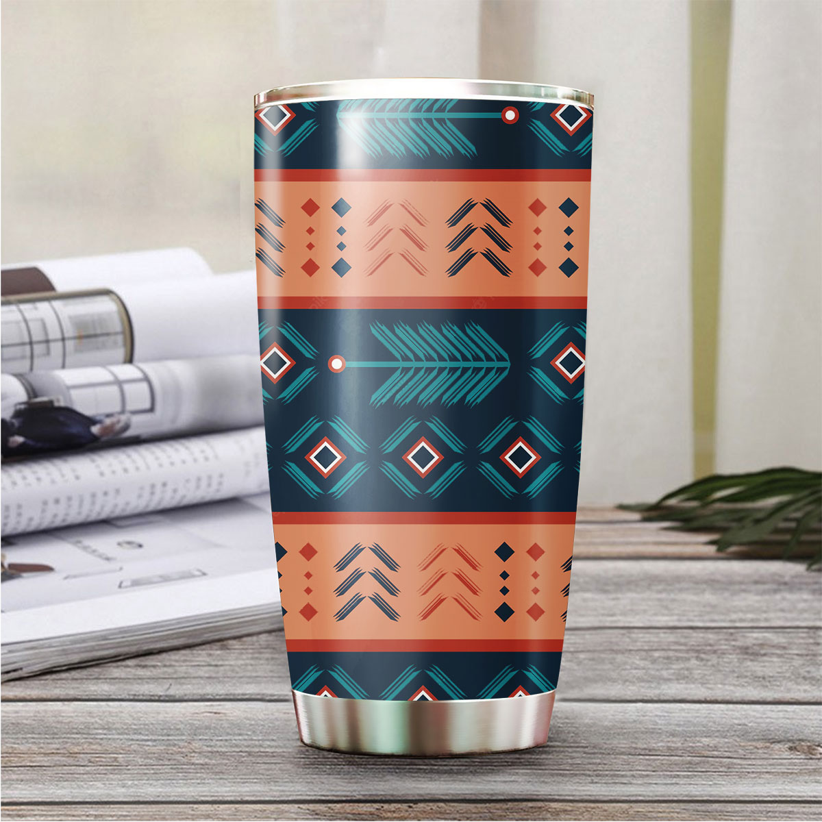 Aztec With Bohemian Stripes Abstract Tumbler