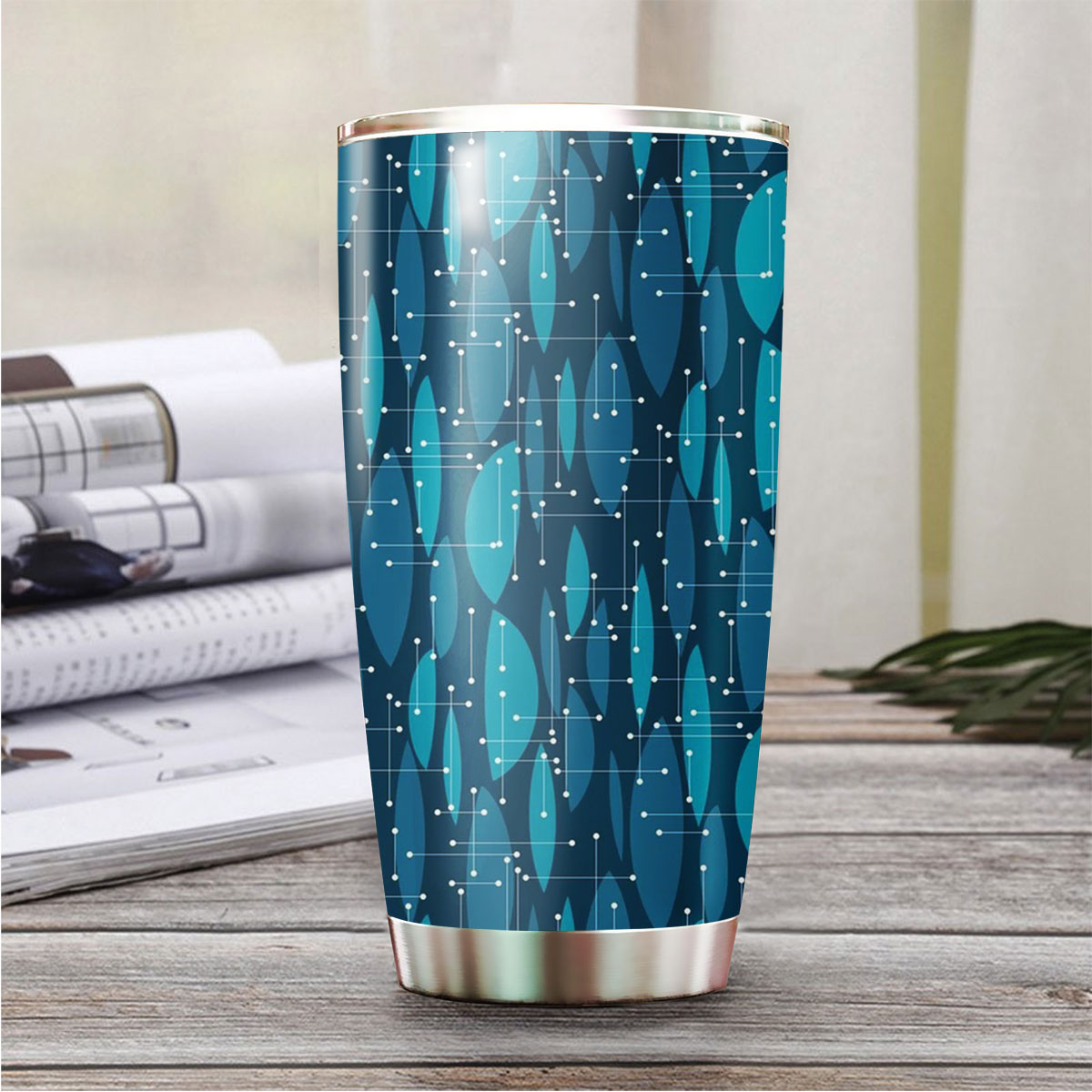 Blue Color Abstract Mid Century Tumbler