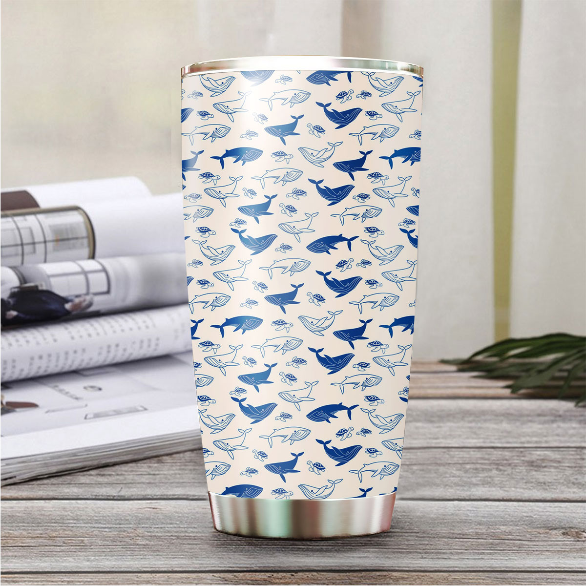 Blue Whale And White Tumbler