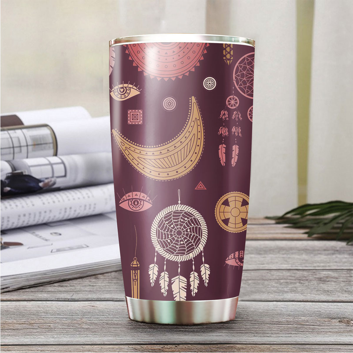 Bohemian With Dreamcatcher And Moon Tumbler