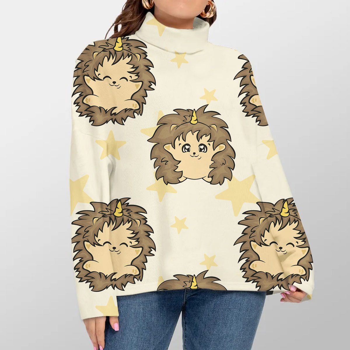 Adorable Hedgehog Turtleneck Sweater