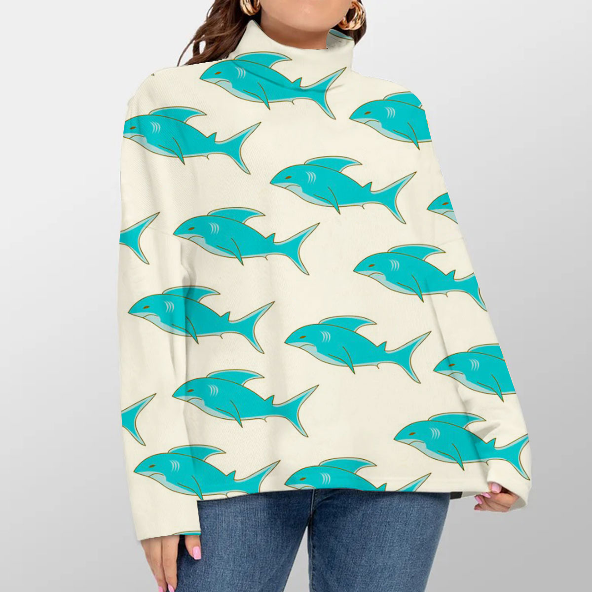 Alien Great White Shark Turtleneck Sweater