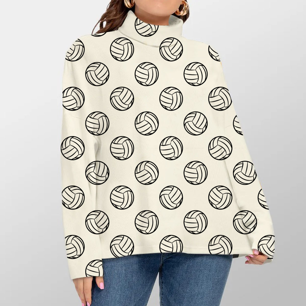 Basic Volleyball Turtleneck Sweater