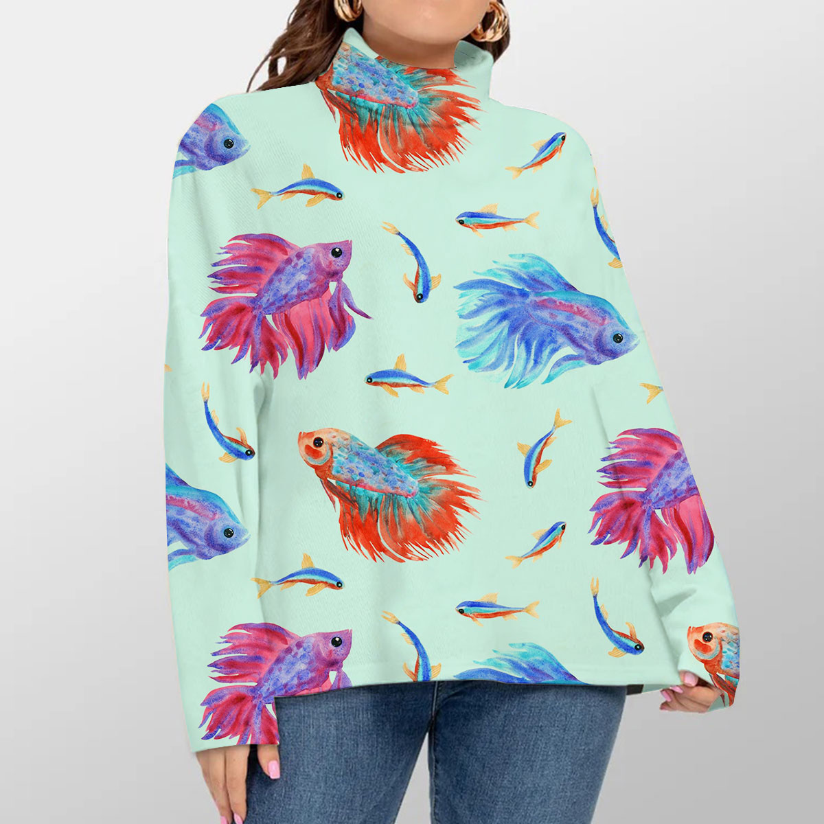 Betta Fish Monogram Turtleneck Sweater