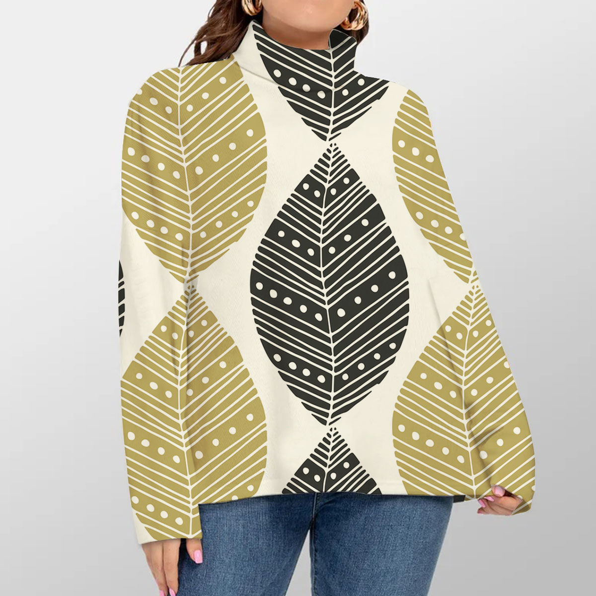 Black And Gold Bohemian Turtleneck Sweater