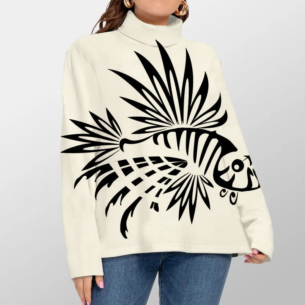 Black Lionfish Turtleneck Sweater