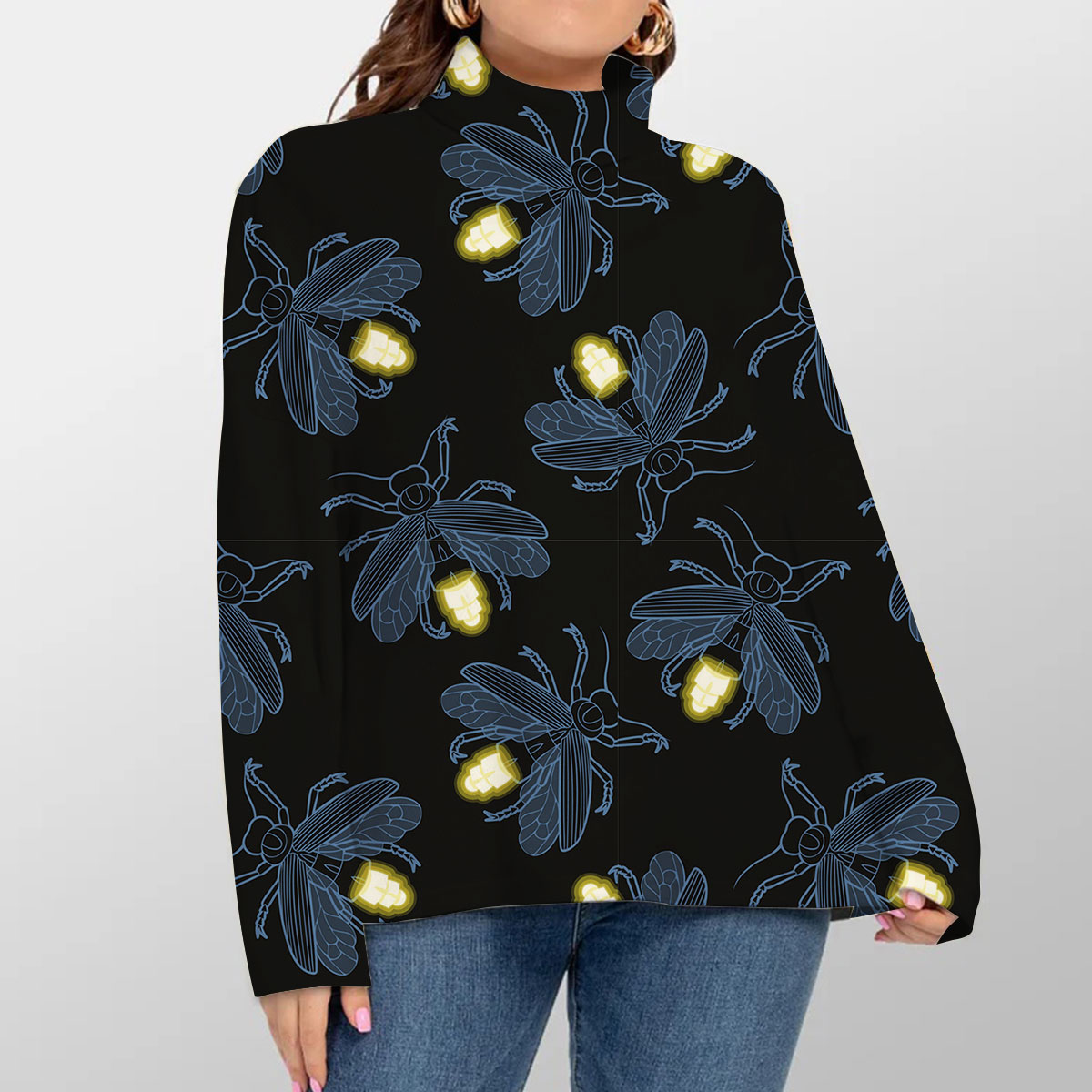 Blue Fireflies Turtleneck Sweater