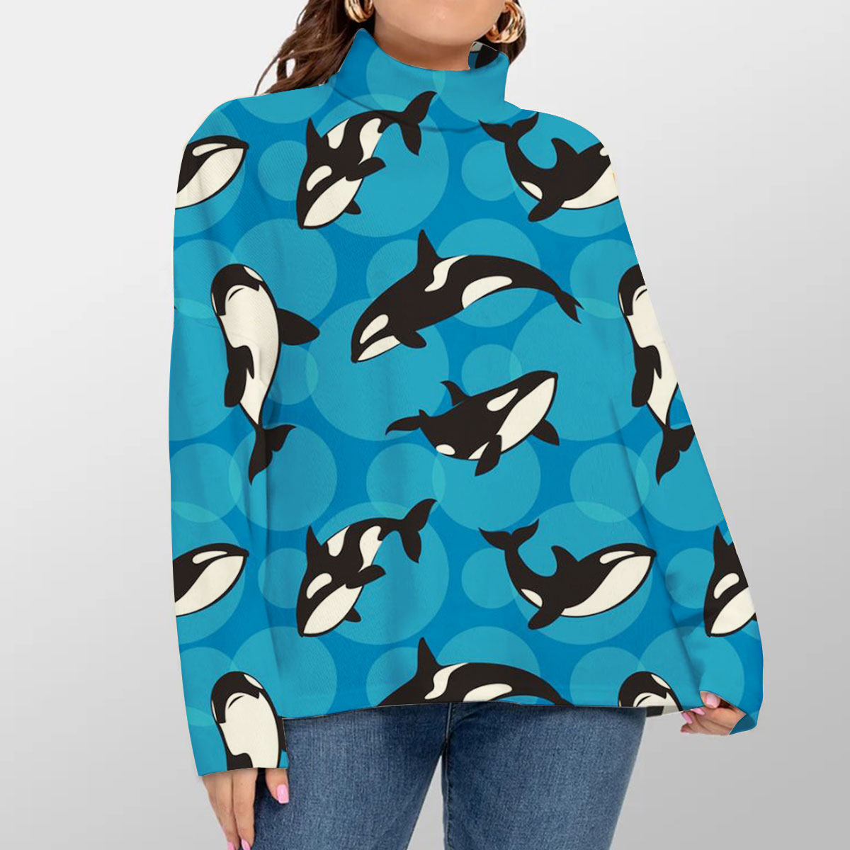 Blue Ocean Orca Monogram Turtleneck Sweater