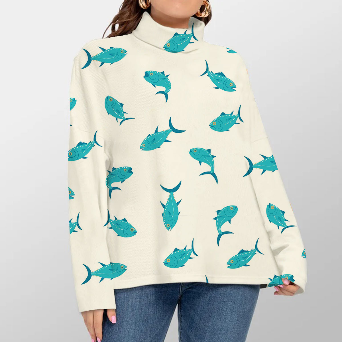Blue Tuna Monogram Turtleneck Sweater