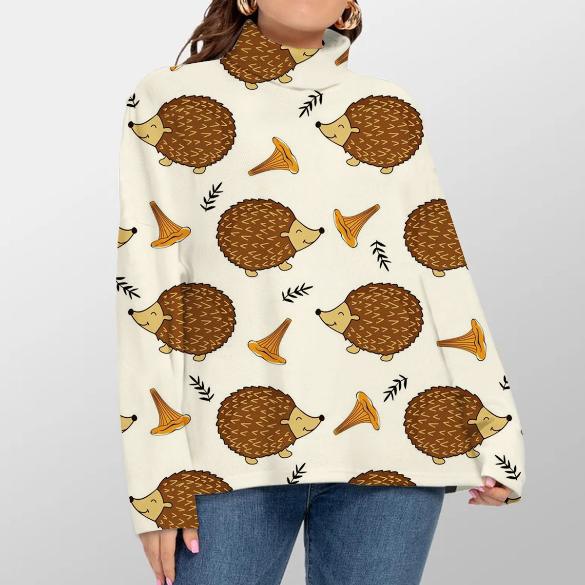 Brown Hedgehog Turtleneck Sweater