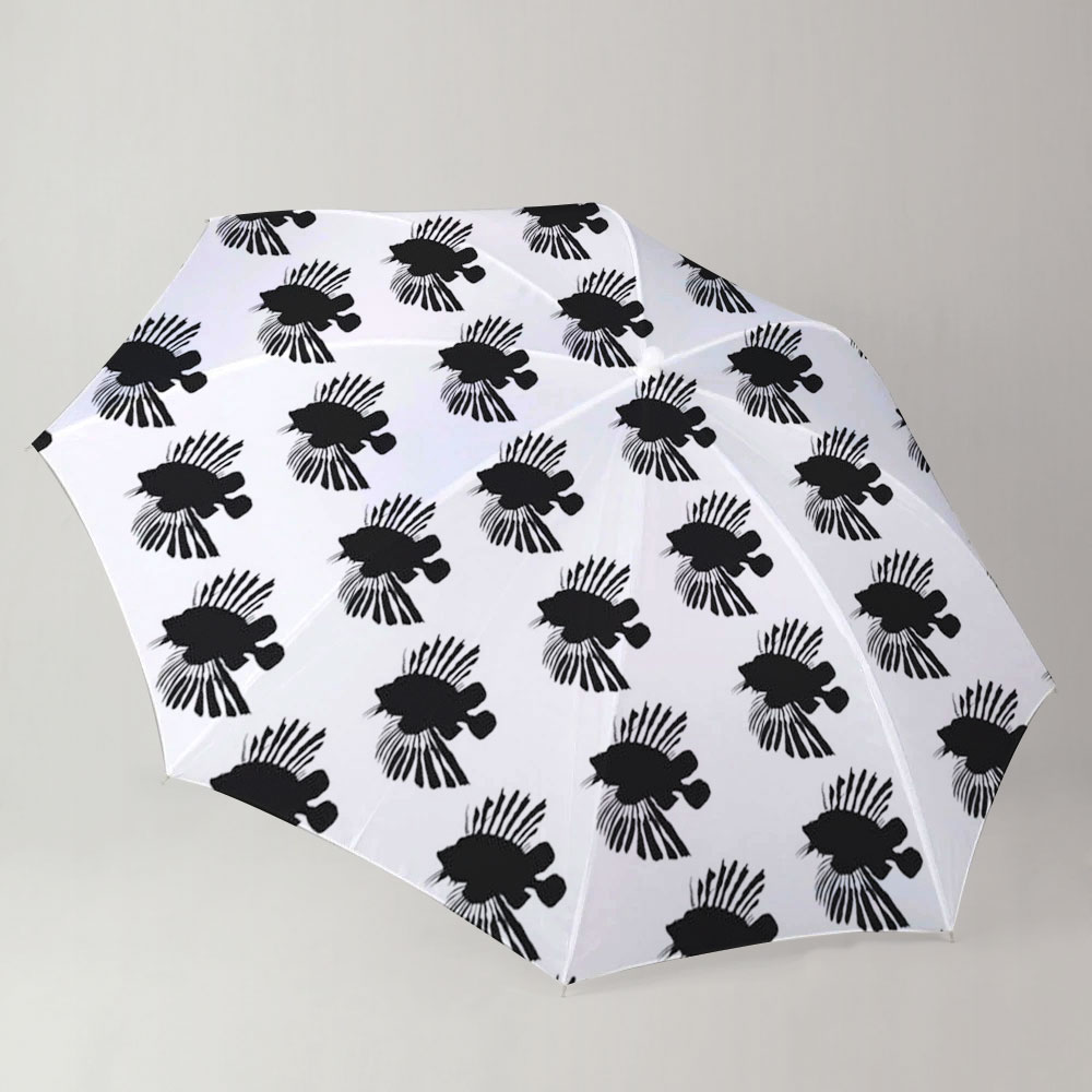 Black Lionfish On White Umbrella