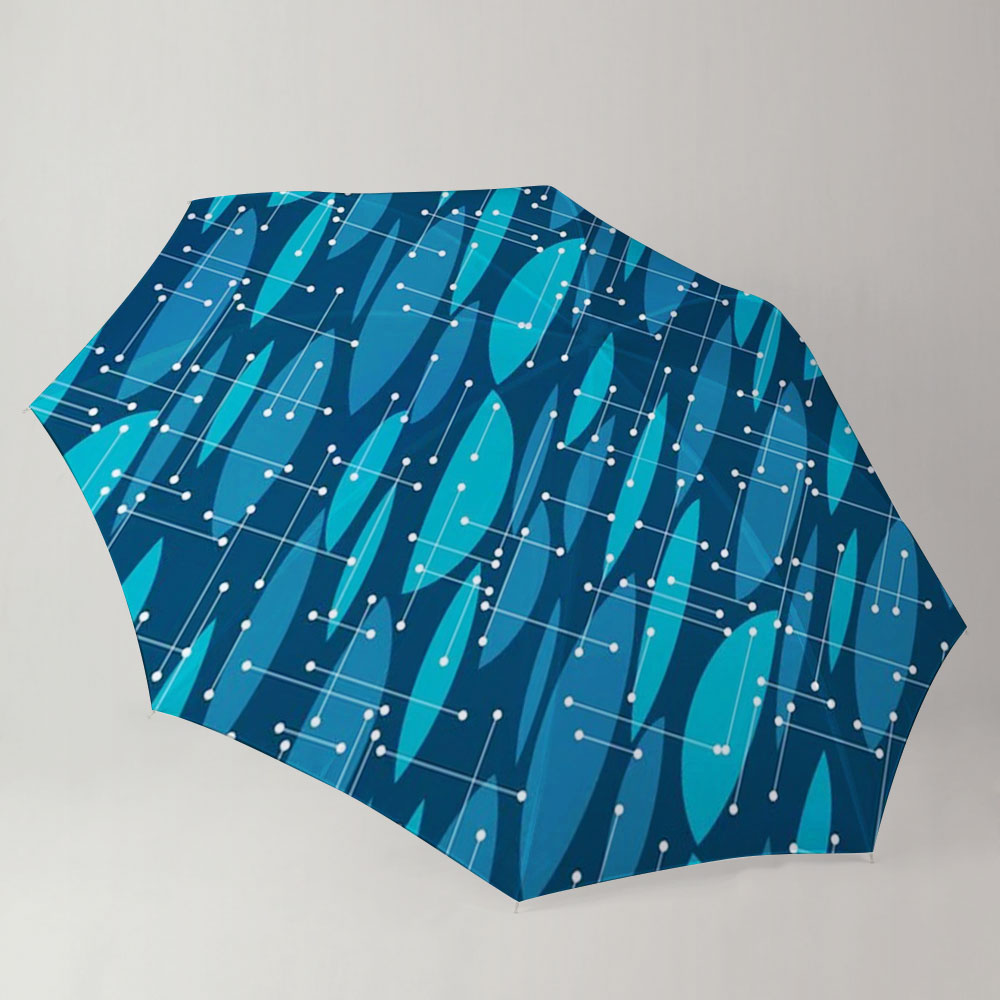 Blue Color Abstract Mid Century Umbrella