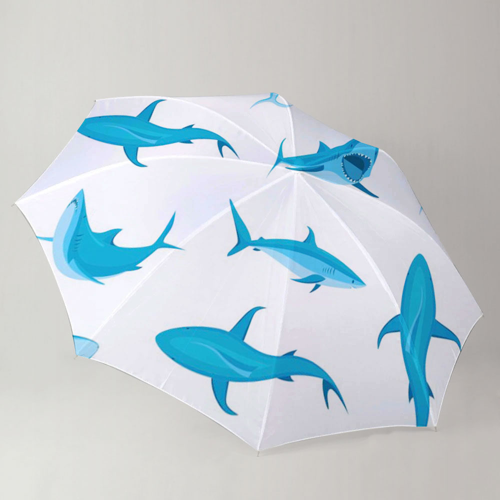 Blue Great White Shark On White Umbrella