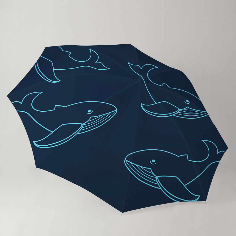 Blue Light Blue Whale Umbrella