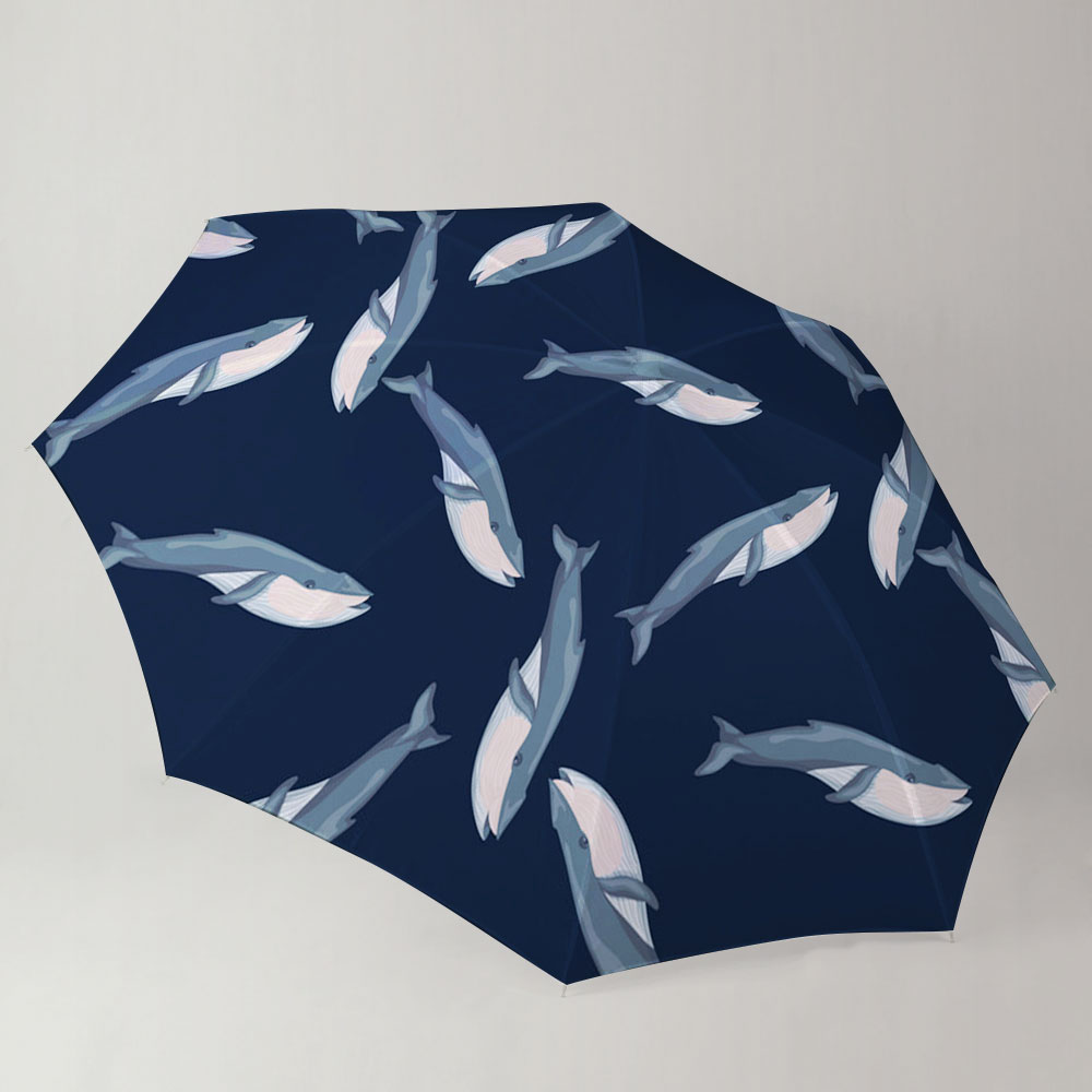 Blue Whale On Dark Umbrella
