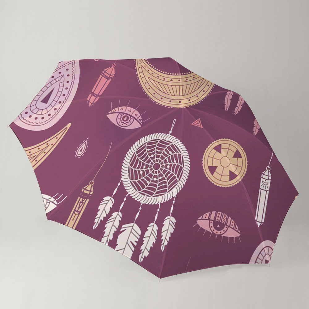 Bohemian With Dreamcatcher And Moon Umbrella