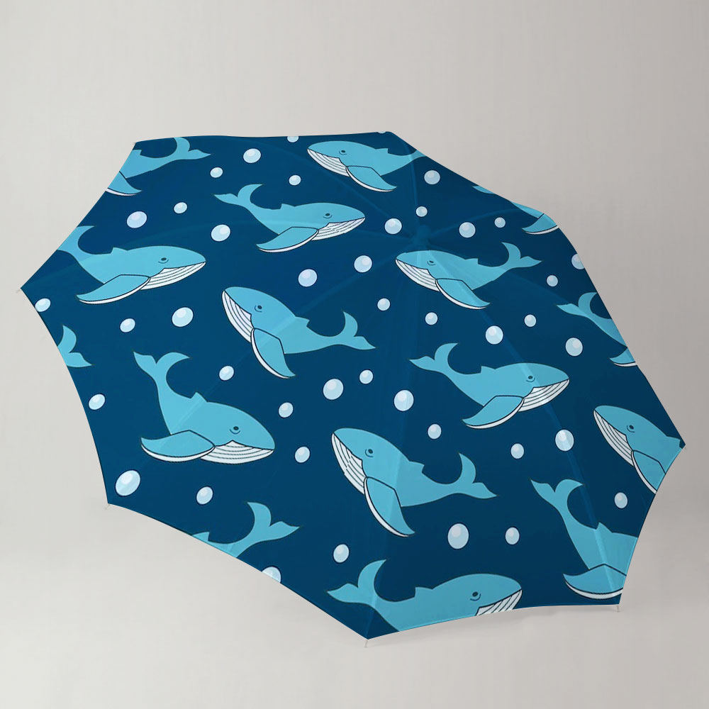 Bubble Blue Whale Monogram Umbrella