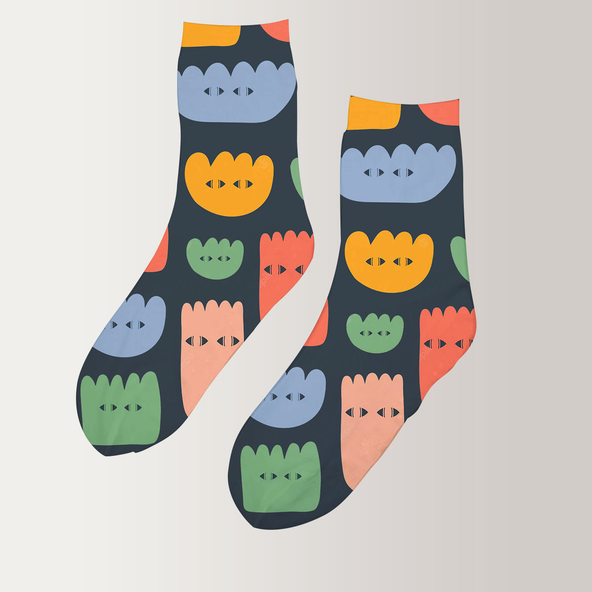 Abstract Minimal With Colorful Various Strange Flowers 3D Socks