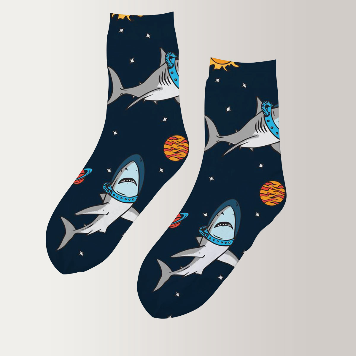 Astronaut Great White Shark 3D Socks