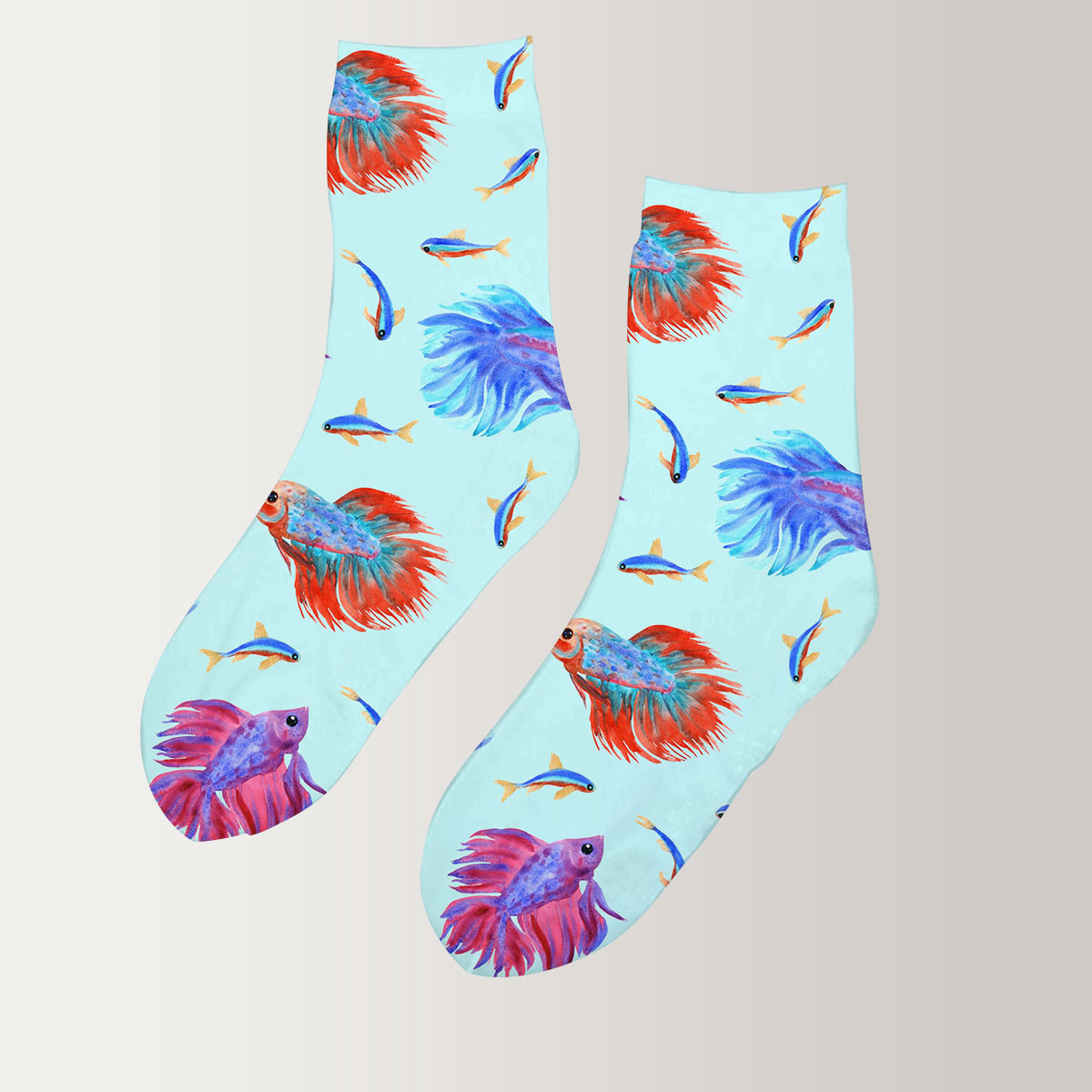Betta Fish Monogram 3D Socks