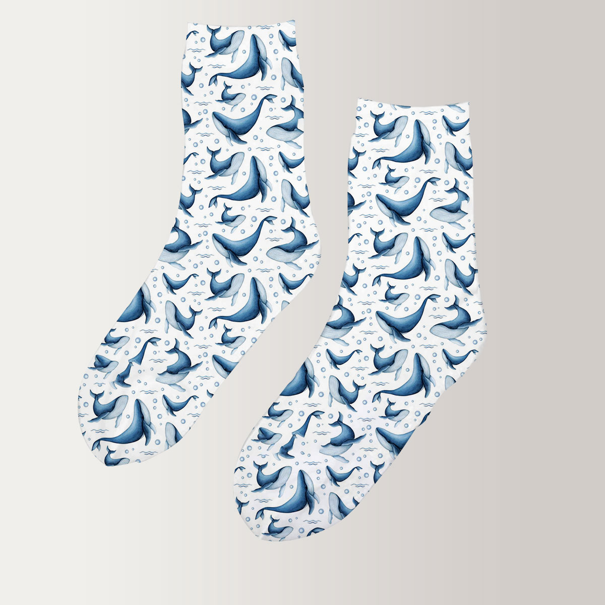 Big Small Blue Whale 3D Socks