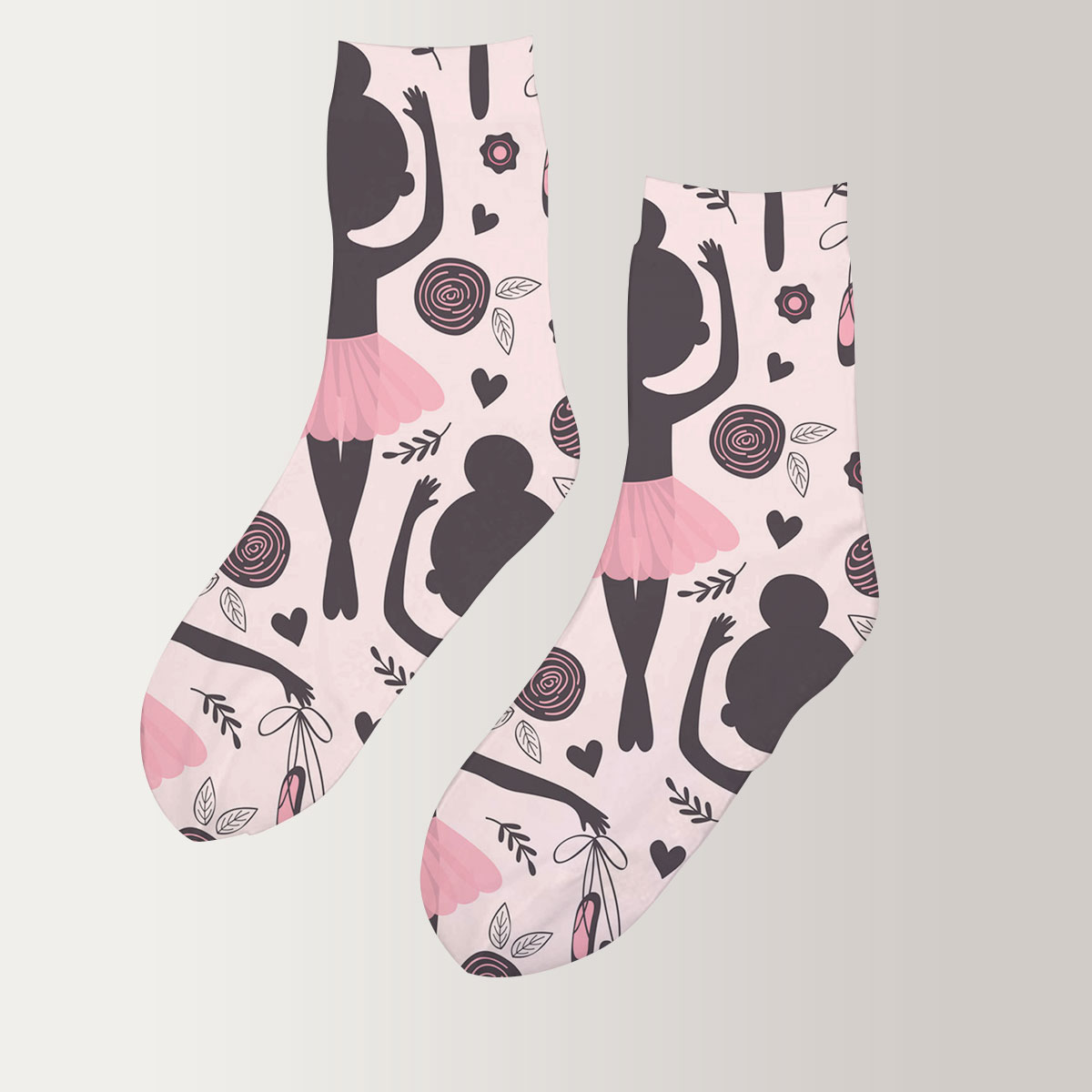 Black And Pink Ballet 3D Socks