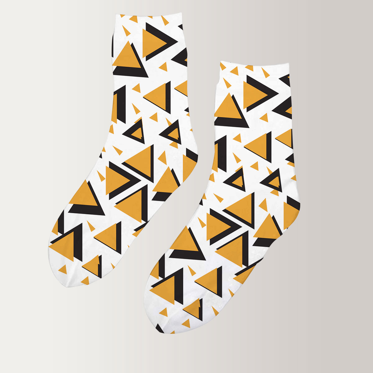 Black Orange Minimalist With Geometric Shapes 3D Socks