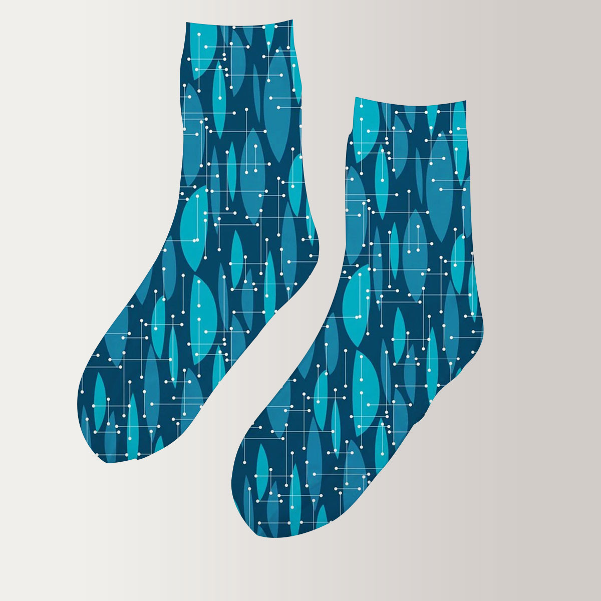 Blue Color Abstract Mid Century 3D Socks