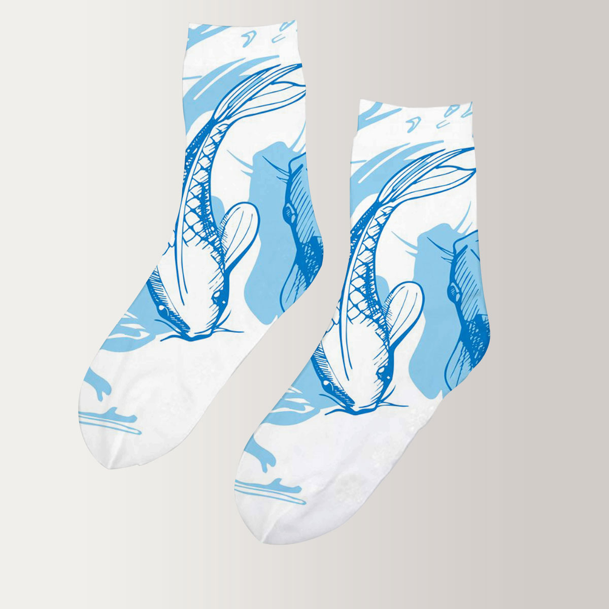 Blue Koi Fish Couple 3D Socks