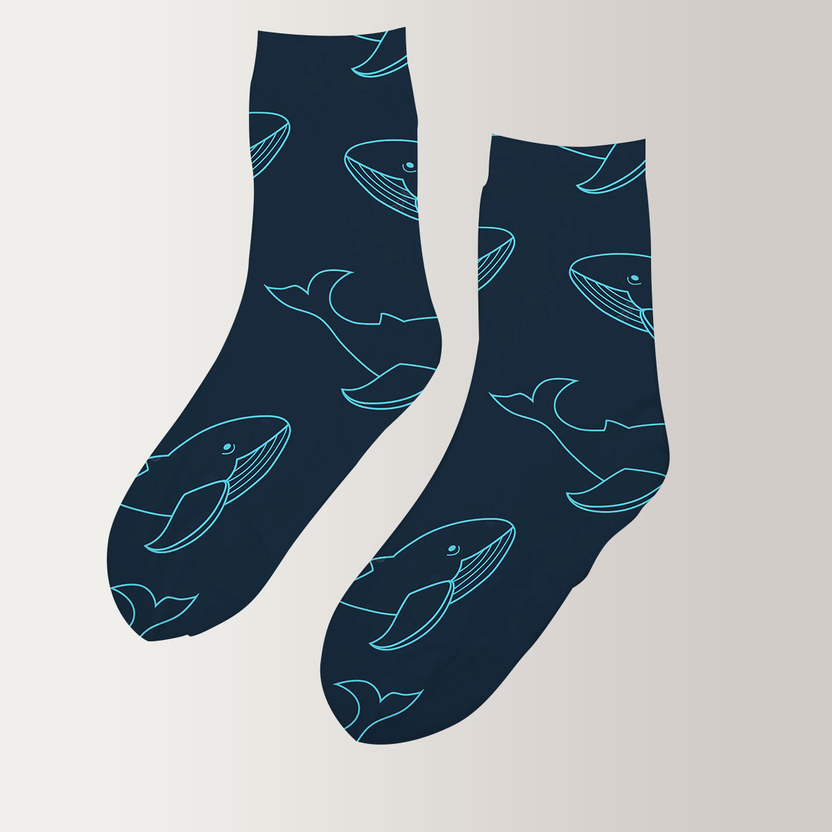 Blue Light Blue Whale 3D Socks