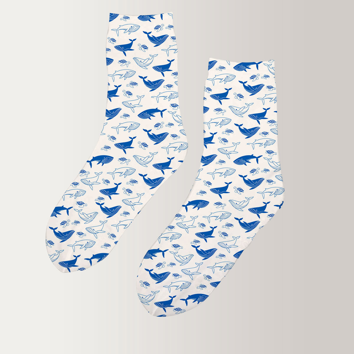 Blue Whale And White 3D Socks