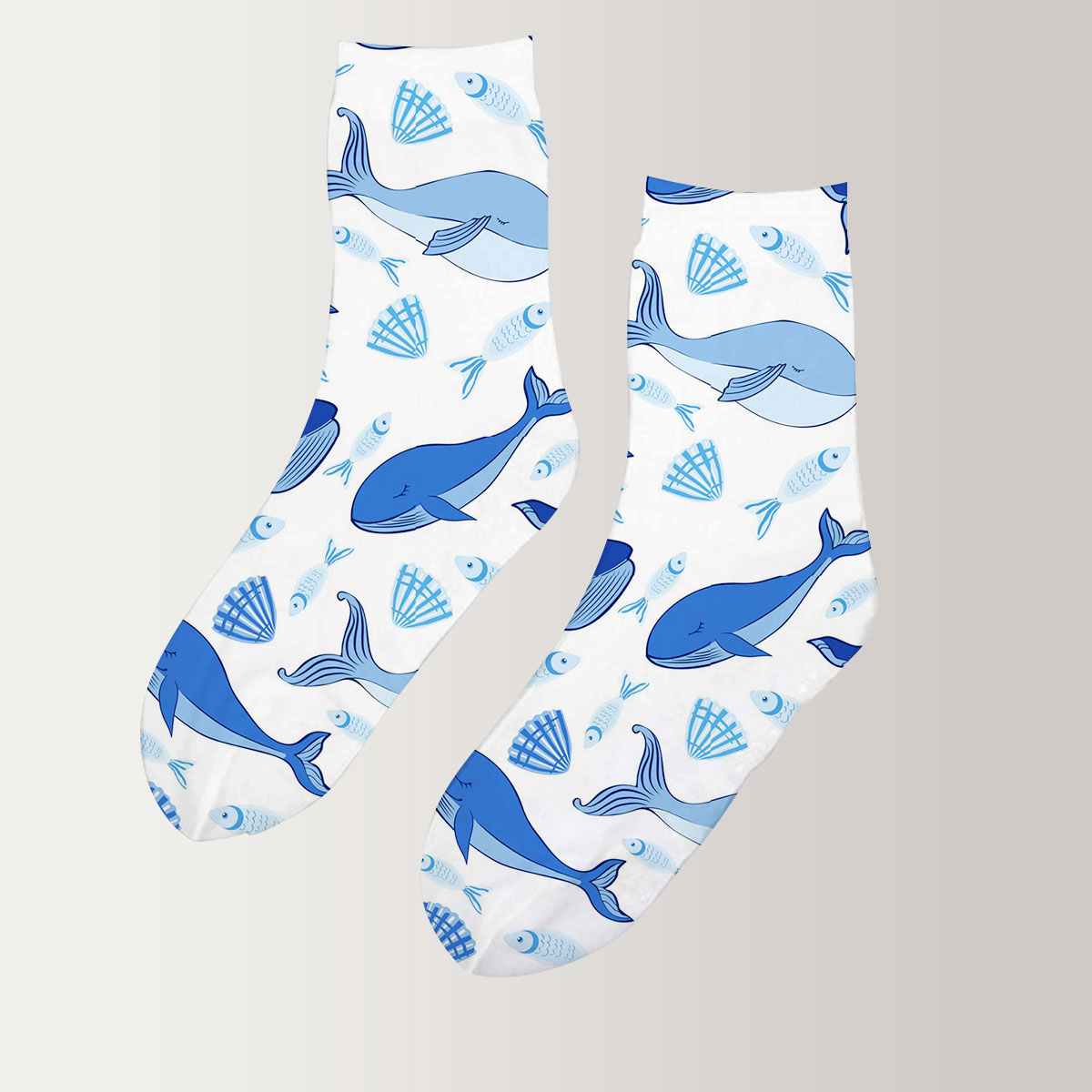 Blue Whale Monogram 3D Socks