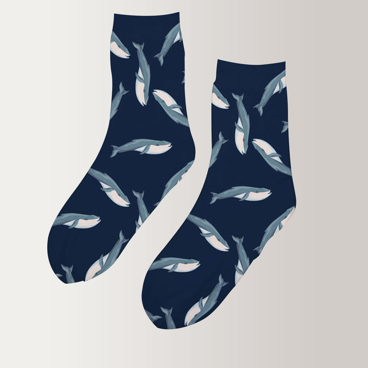 Blue Whale On Dark 3D Socks