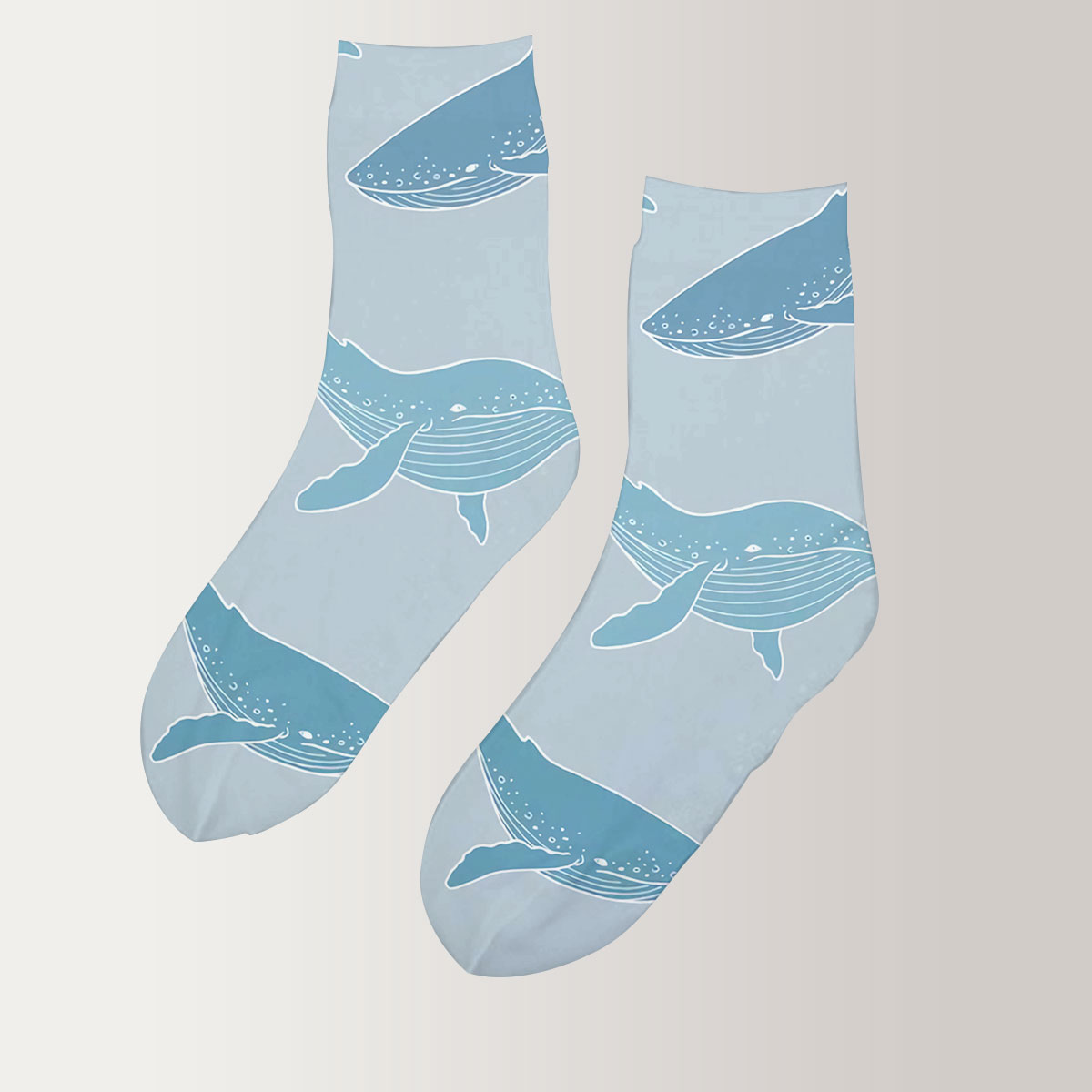 Blue Whale On Grey 3D Socks