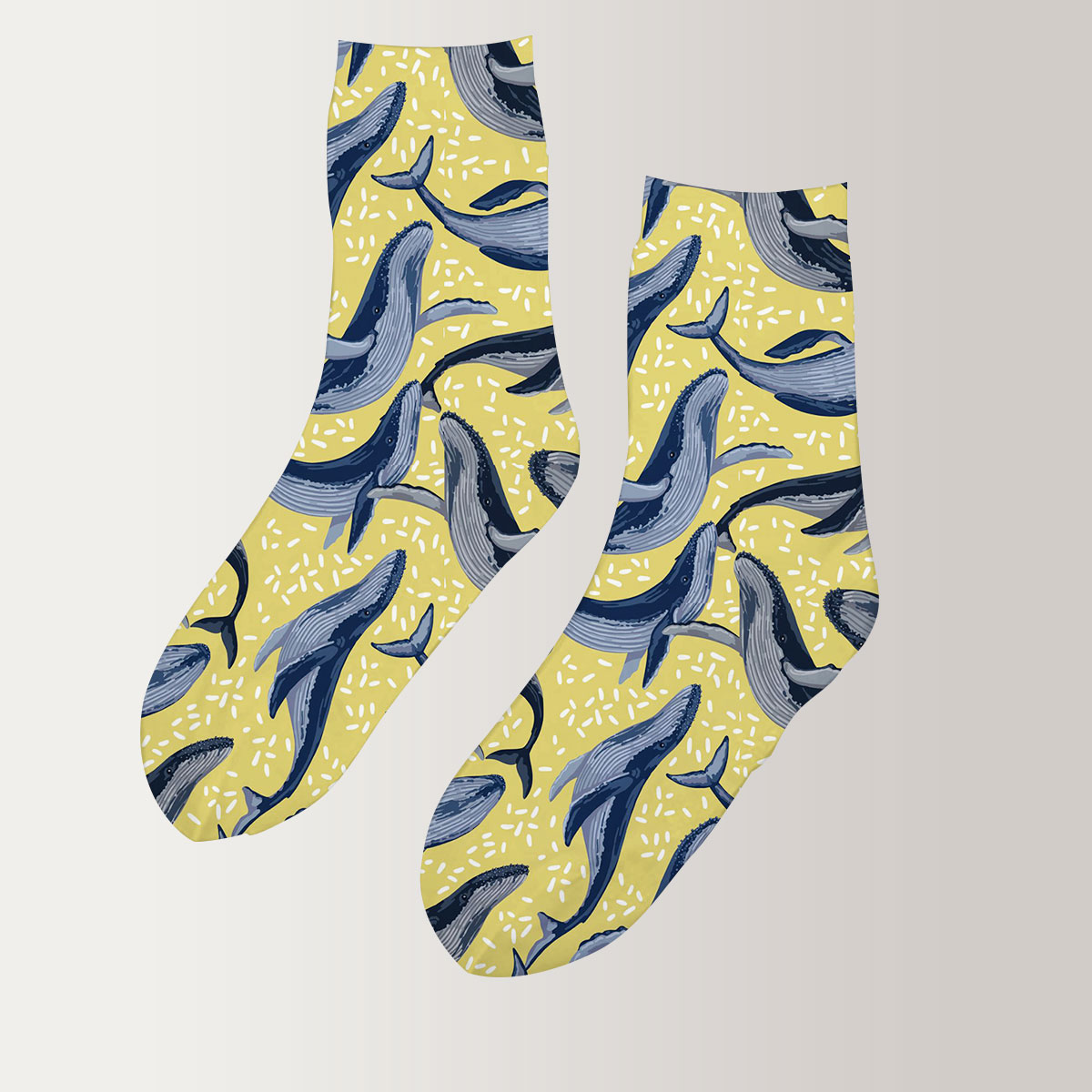 Blue Whale On Yellow 3D Socks