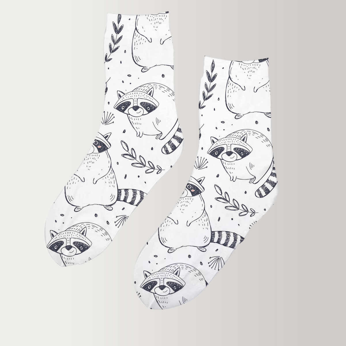 BnW Raccoon 3D Socks