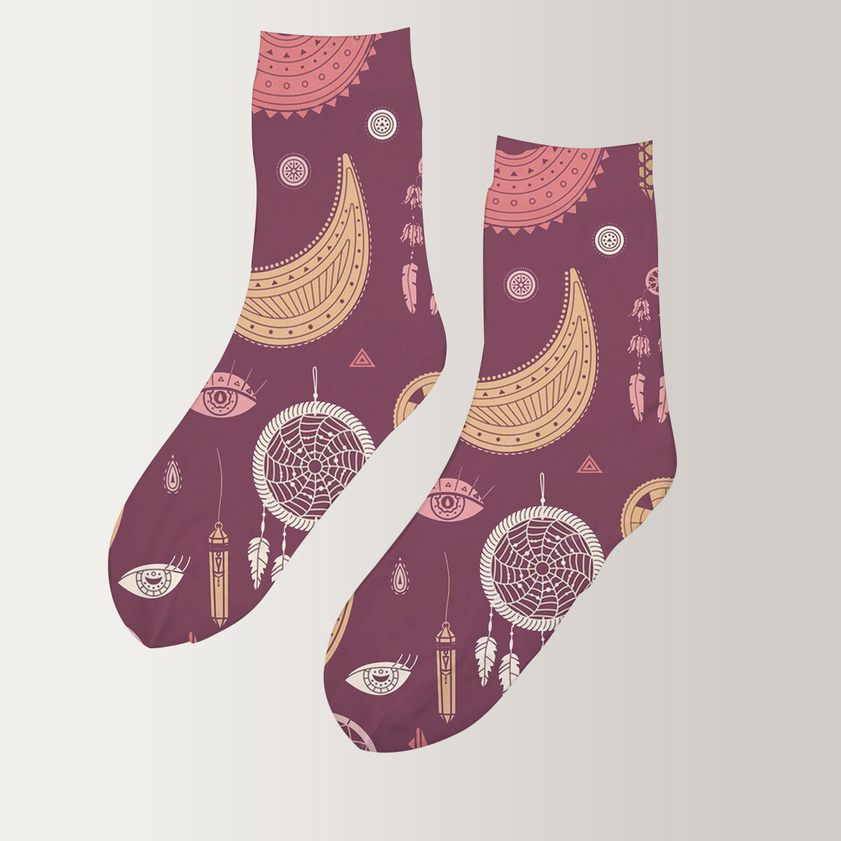 Bohemian With Dreamcatcher And Moon 3D Socks