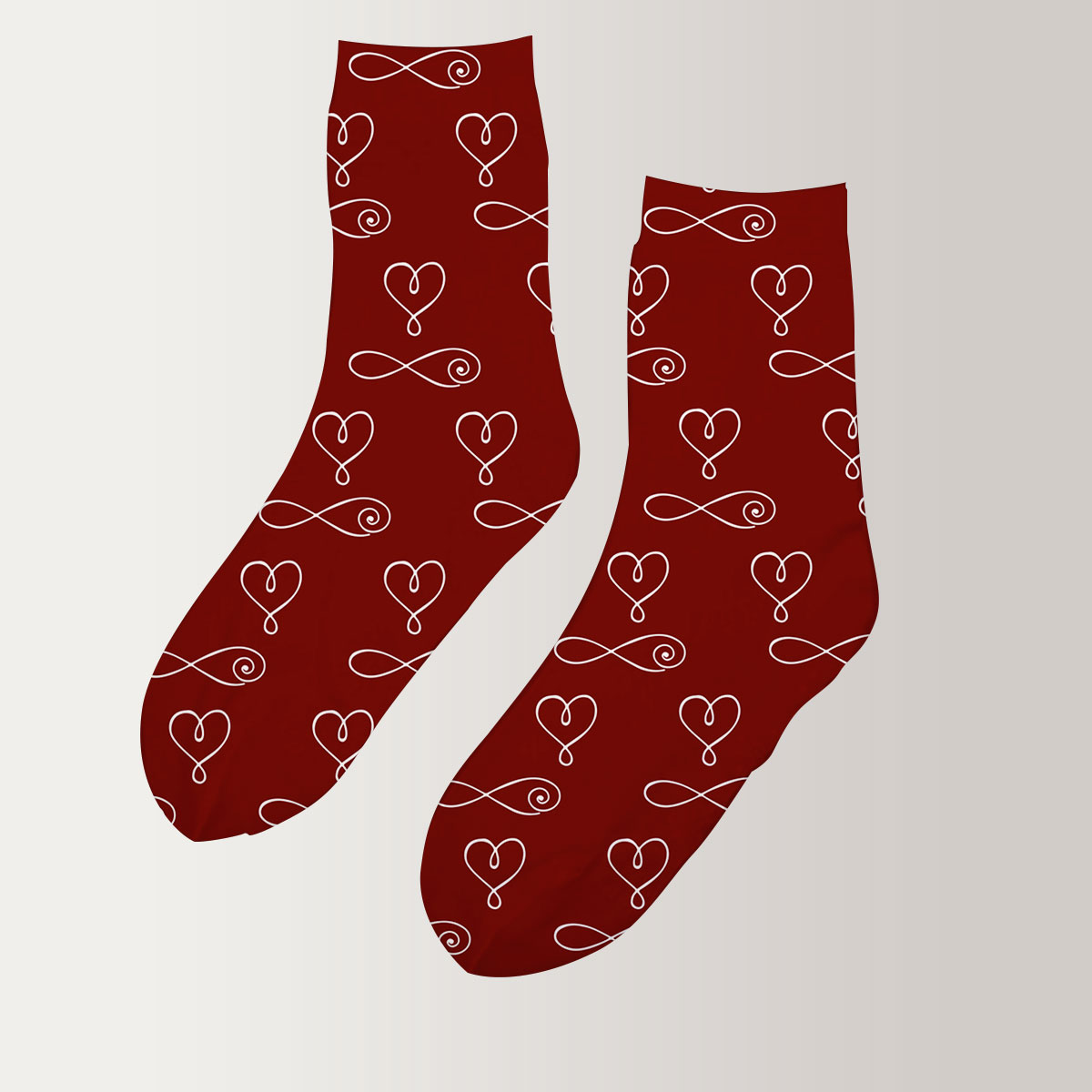 Bohemian With Hearts And Signs Of Infinity 3D Socks
