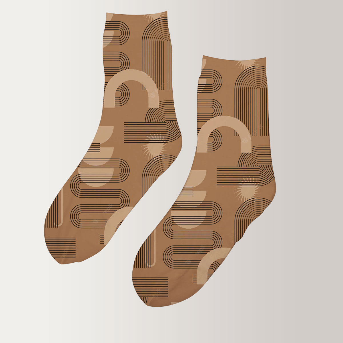 Brown Abstract Minimalist 3D Socks