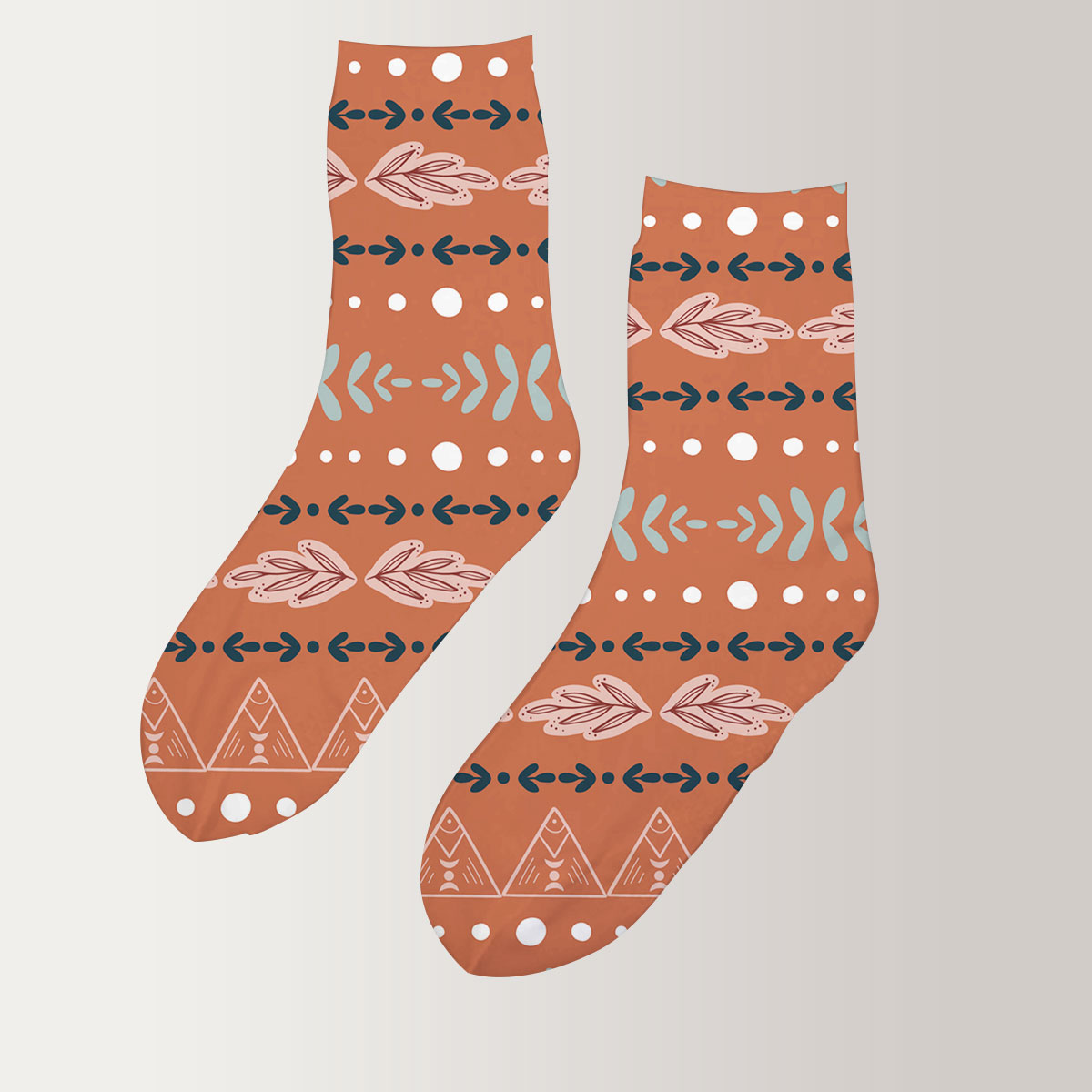 Brown Flower Bohemian 3D Socks