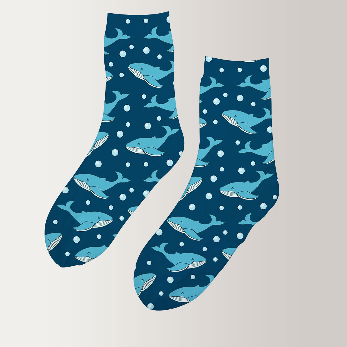 Bubble Blue Whale Monogram 3D Socks