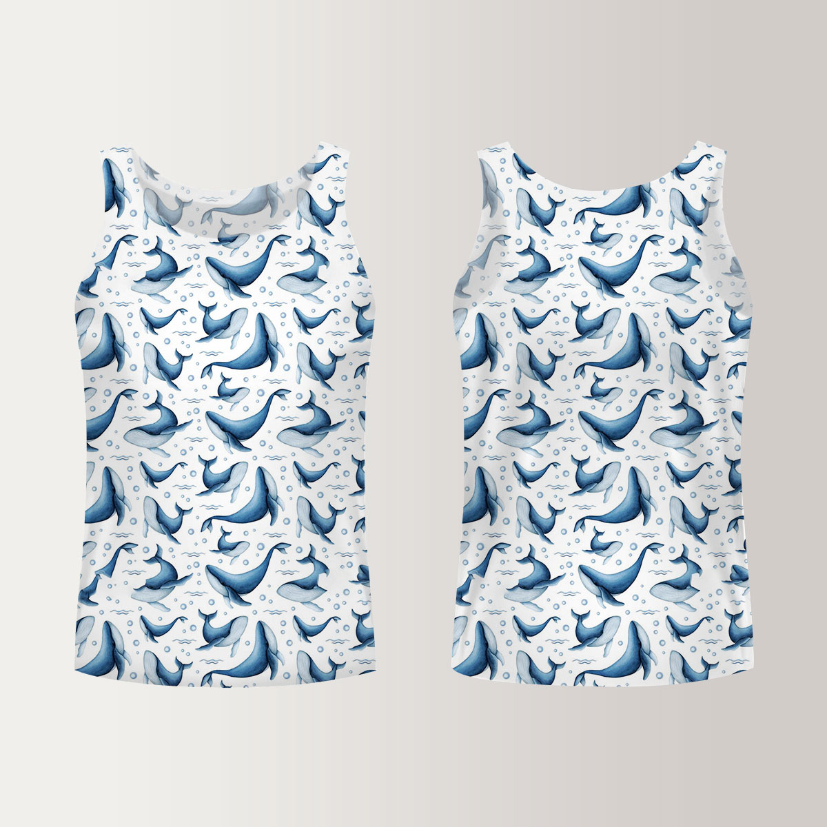Big Small Blue Whale Unisex Tank Top