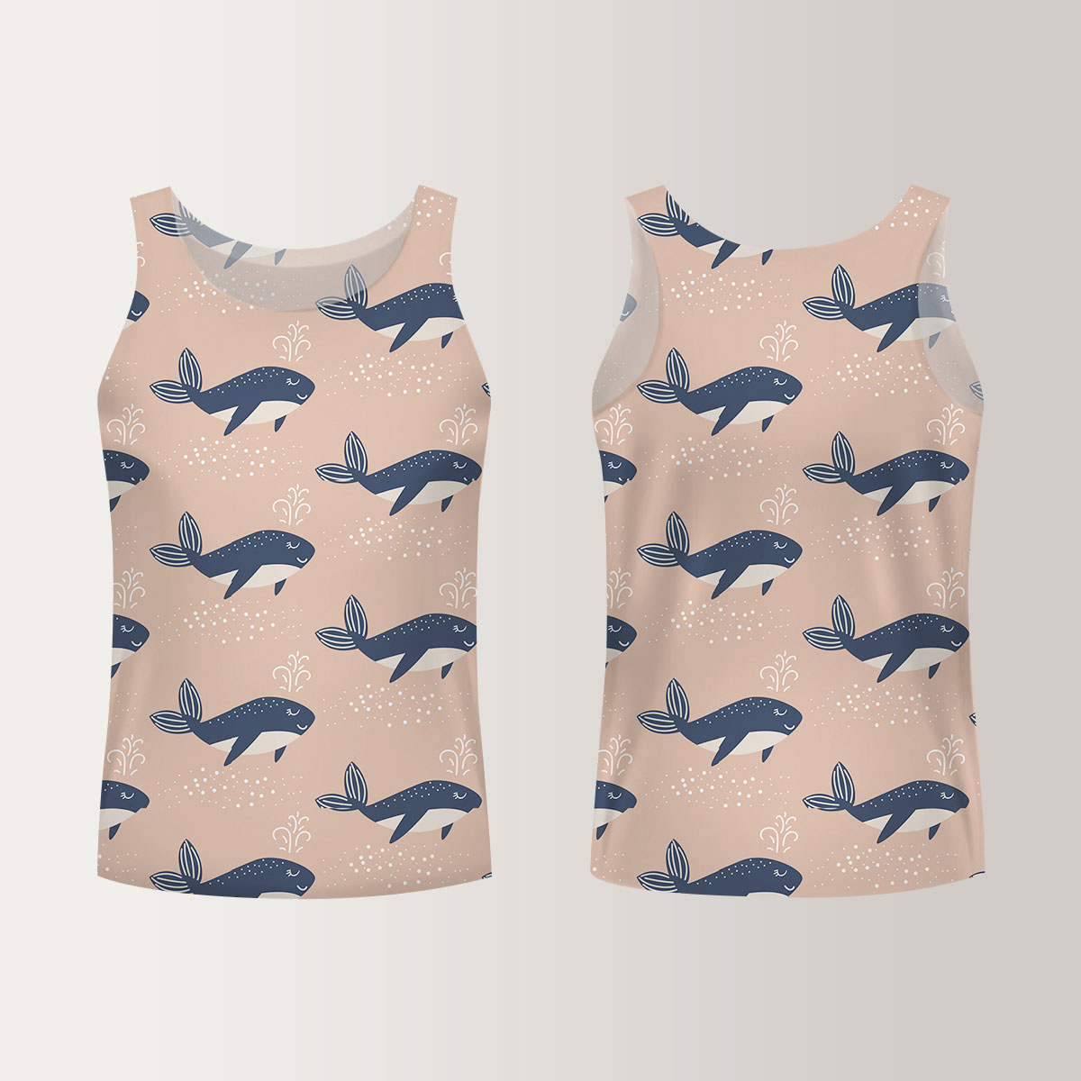 Blue Whale On Brown Unisex Tank Top