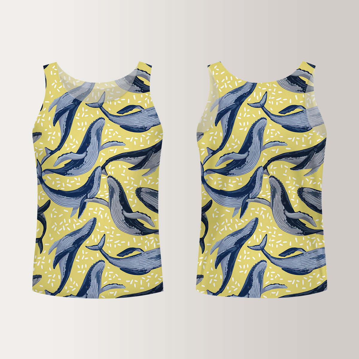 Blue Whale On Yellow Unisex Tank Top