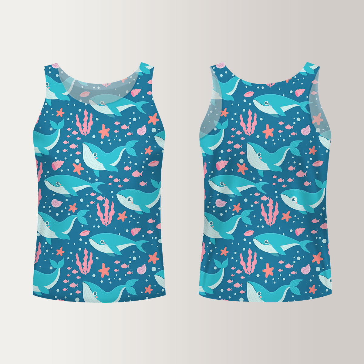 Blue Whale Pink Fish Unisex Tank Top