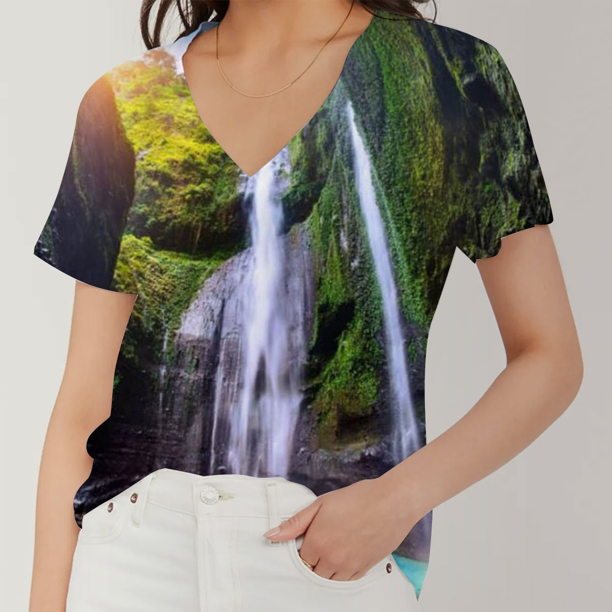 Beautiful Angel Falls V-Neck Women's T-Shirt