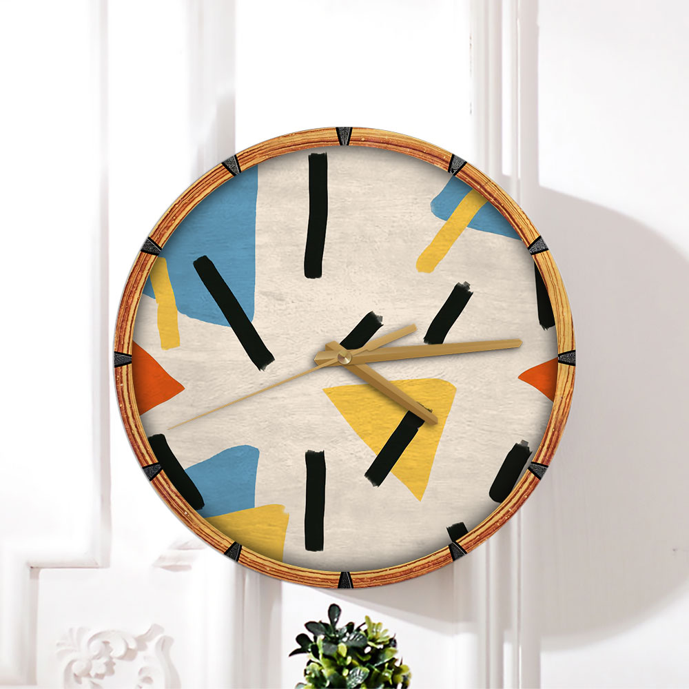 Abstract 80s Aesthetic Geometric Shape Wall Clock