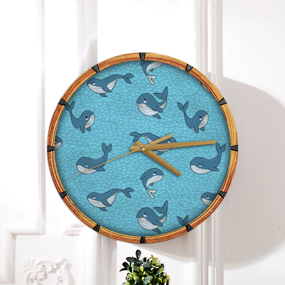Adorable Blue Whale Wall Clock