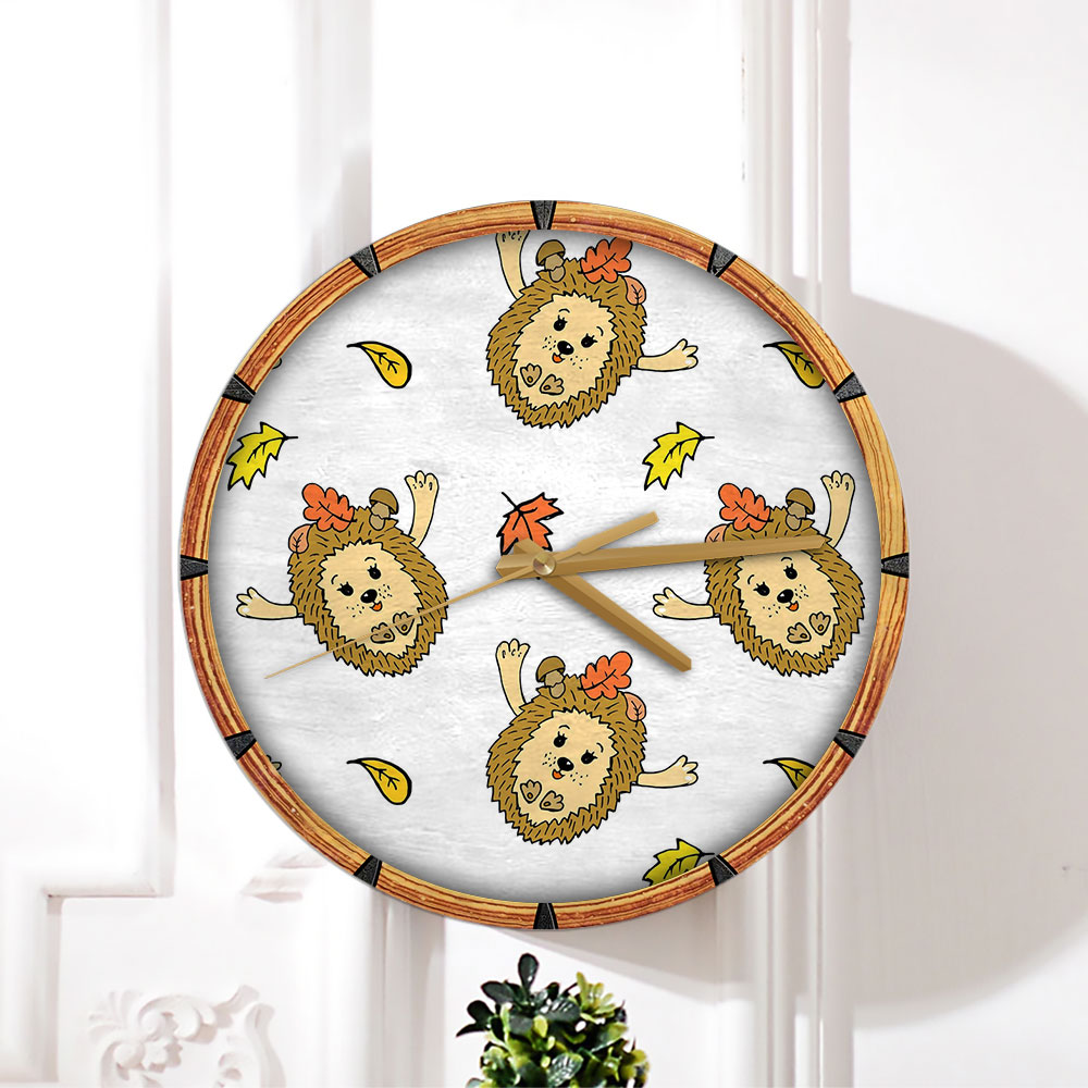 Autumn Princess Hedgehog Wall Clock
